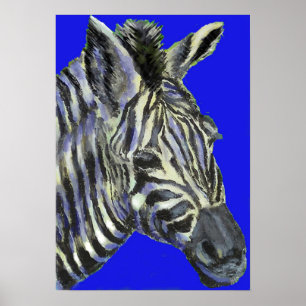 zebra i blått - poster