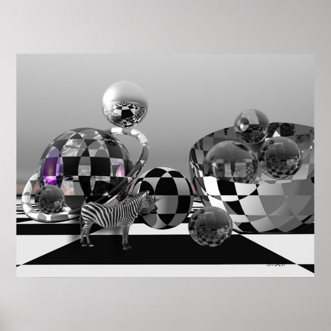 Zebra i en sci&fi-värld poster (Framsidan)