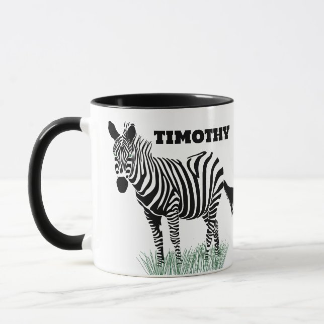 Zebra i Grass Realistic Illustration Mugg (Vänster)