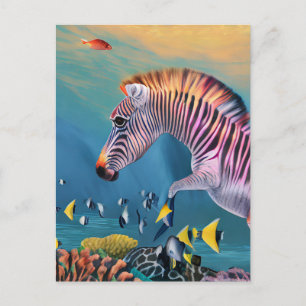 Zebra i havet vykort