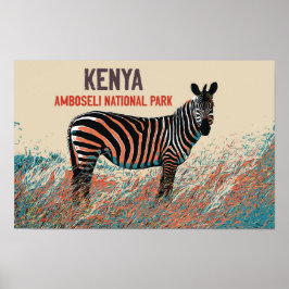 Zebra i nationalparken Amboseli, Kenya Poster