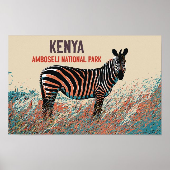 Zebra i nationalparken Amboseli, Kenya Poster (Framsidan)