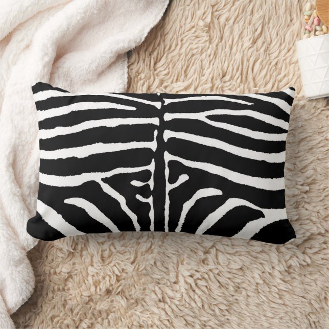 Zebra i svart och vitt lumbarkudde (Filt)