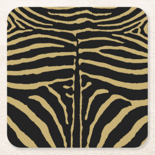 Zebra i Svarta och Guld Underlägg Papper Kvadrat