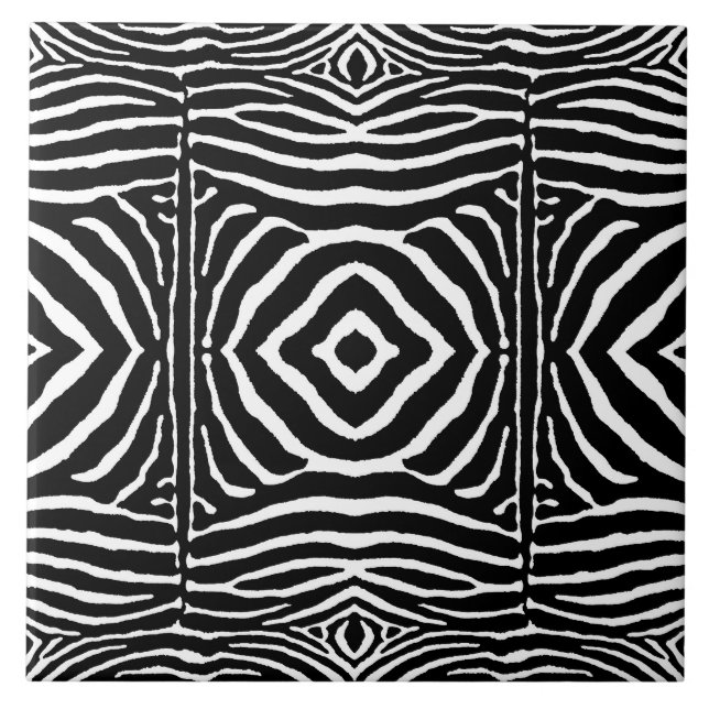 Zebra i Svarta och vita Kakelplatta (Framsidan)