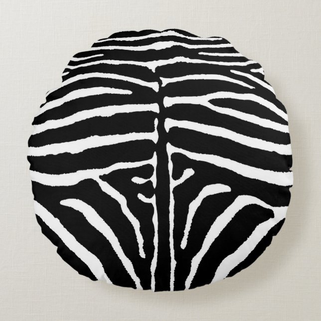 Zebra i Svarta och vita Rund Kudde (Framsidan)
