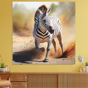 Zebra i Vilden Dramatic Sunset Safari Art Canvastryck