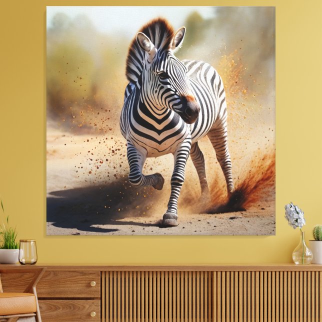 Zebra i Vilden Dramatic Sunset Safari Art Canvastryck (Insitu (Vardagsrum))