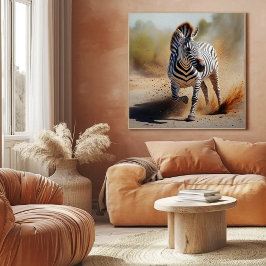 Zebra i Vilden Dramatic Sunset Safari Art Poster