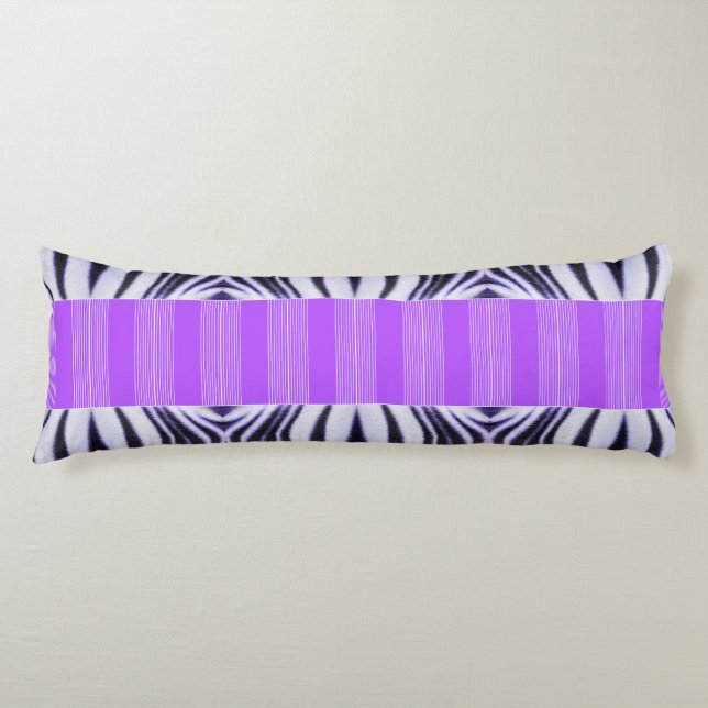Zebra Illusion - Modern Abstrakt Purple Lilac Kroppskudde (Framsidan)