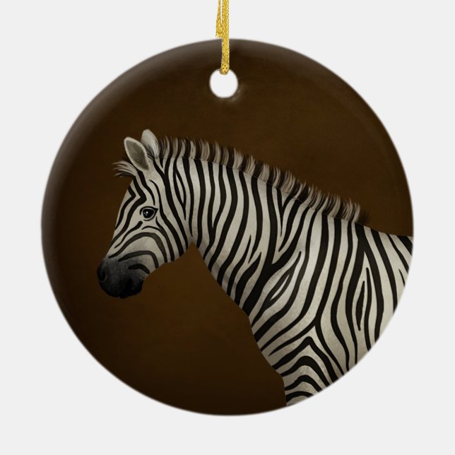 Zebra Illustration Exotic Wildlife Julgransprydnad Keramik (Baksidan)