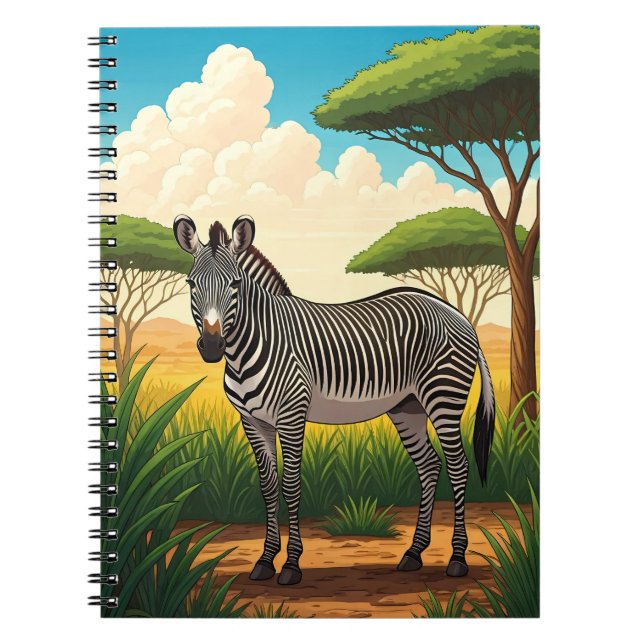 Zebra in African Savannah Anteckningsbok (Framsidan)