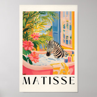 Zebra in Bathtub Funny Poster, Bathroom Wall Art Poster