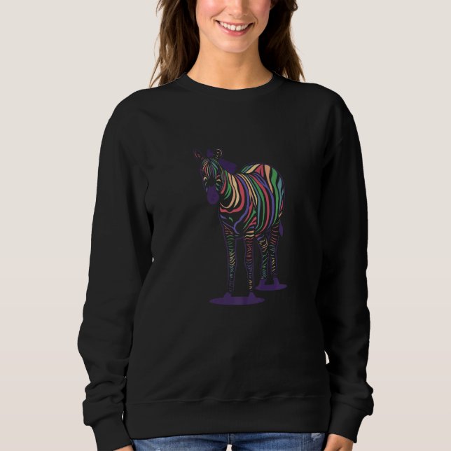 Zebra in Rainbow Stil T Shirt (Framsida)