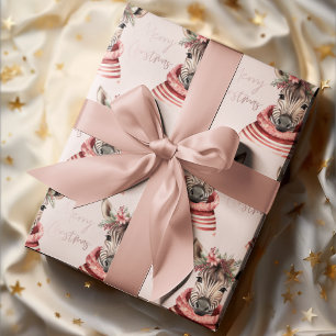 Zebra jul Rosa och God jul Presentpapper