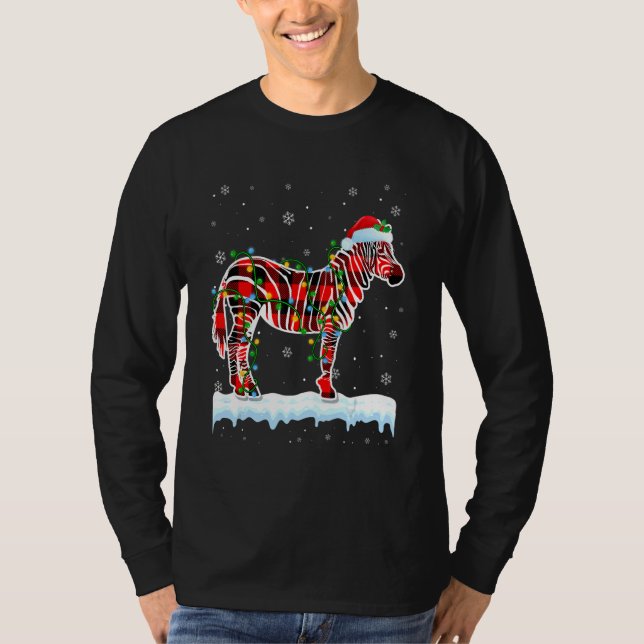 Zebra jul Santa Hat Cute Animals Julafton Light T Shirt (Framsida)
