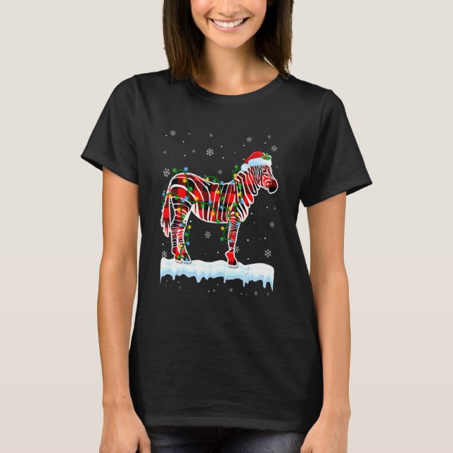 Zebra jul Santa Hat Cute Animals Julafton Light T Shirt (Framsida)