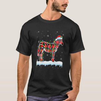 Zebra jul Santa Hat Cute Animals Julafton Ljus T Shirt