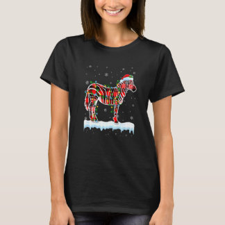 Zebra jul Santa Hat Cute Animals Julafton Ljus T Shirt