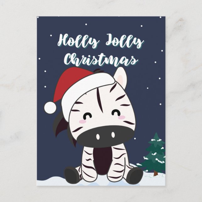 Zebra jul Zebror Vinterdjur Högtidlig Post Helg Vykort (Framsida)