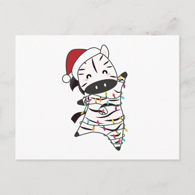 Zebra Jul Zebrors Winter Animals Vykort (Framsida)