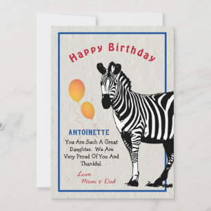 Zebra Jungle Animal Balloons Grattis på födelsedag