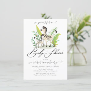 Zebra Jungle Baby Shower Inbjudningar