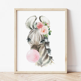 Zebra, Jungle, Rosa Bubble Gum, Girl Nursery Fototryck