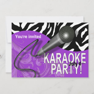 Zebra Karaoke Girls Night Out Party Inbjudningar