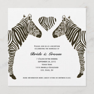 Zebra Kärlek Bröllopsmottagning Inbjudan