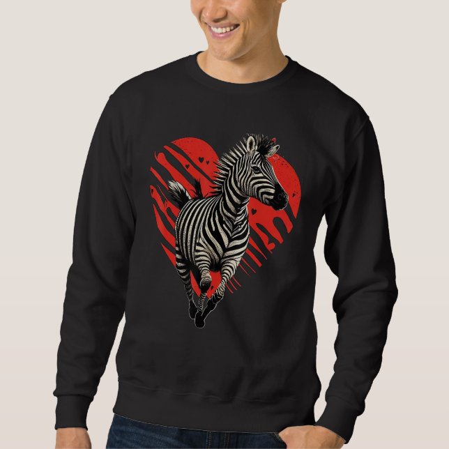 Zebra Kärlekshjärta för Alla hjärtans dag på Zebra Lång Ärmad Tröja (Framsida)