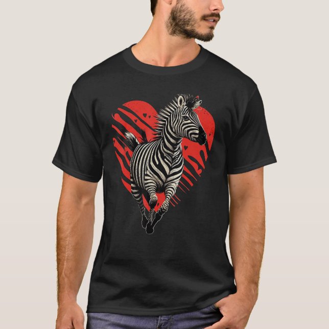 Zebra Kärlekshjärta för Alla Hjärtans Dag på Zebra T Shirt (Framsida)