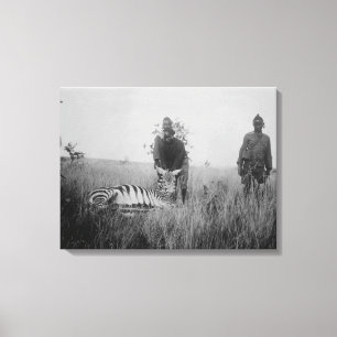 Zebra Killby Natives in Afrika Photograph Canvastryck