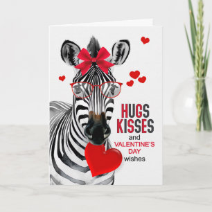 Zebra Kramar och Pussar Alla Hjärtans Dag Helgkort