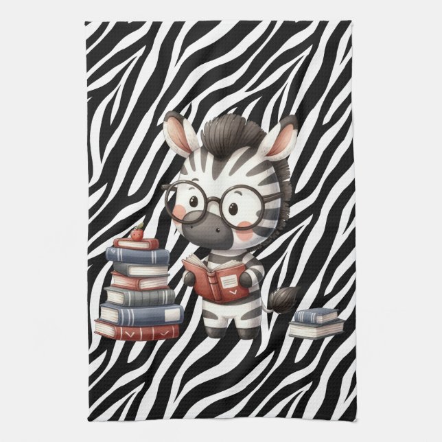 Zebra Läsböcker. Kökshandduk (Vertikal)