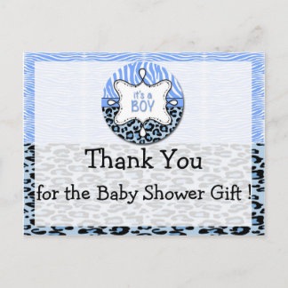 Zebra, Leopard Boy Shower Tack Postcard Vykort