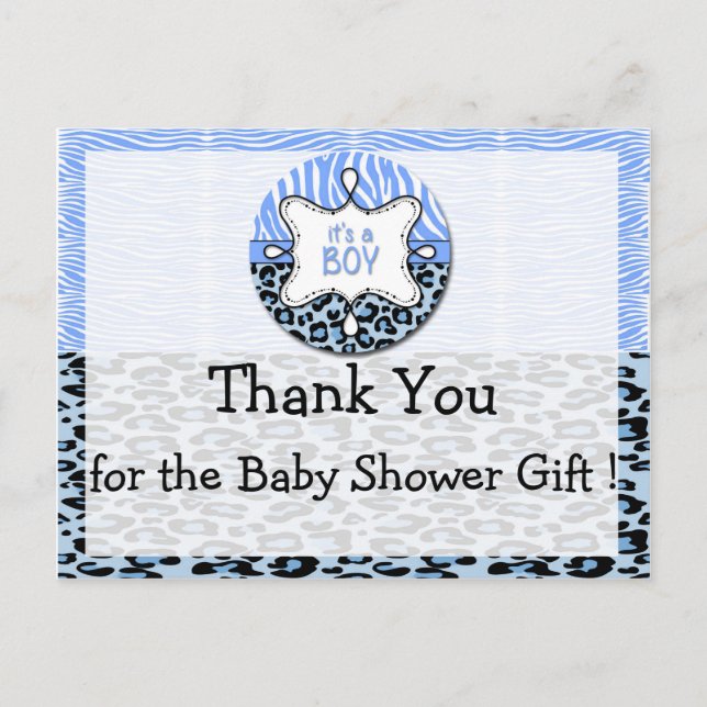 Zebra, Leopard Boy Shower Tack Postcard Vykort (Framsida)