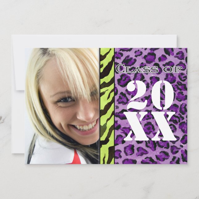 Zebra Leopard Print, Studenten-meddelande Inbjudningar (Framsida)