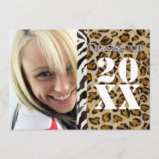 Zebra Leopard Print, Studenten-meddelande Inbjudningar