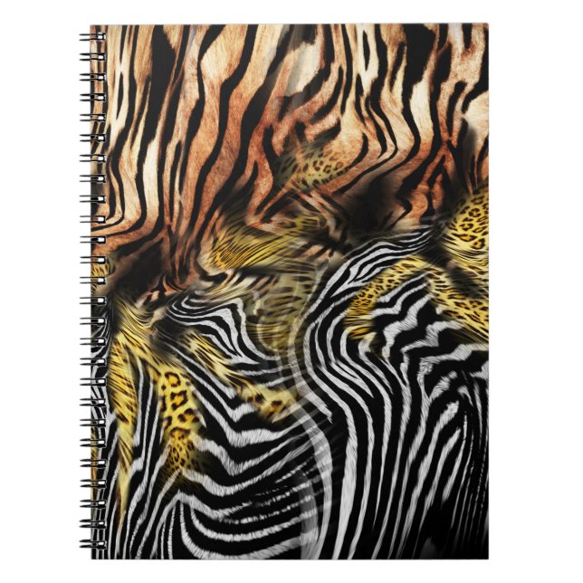 Zebra Leopard Skin Mixed Mönster Anteckningsbok (Framsidan)
