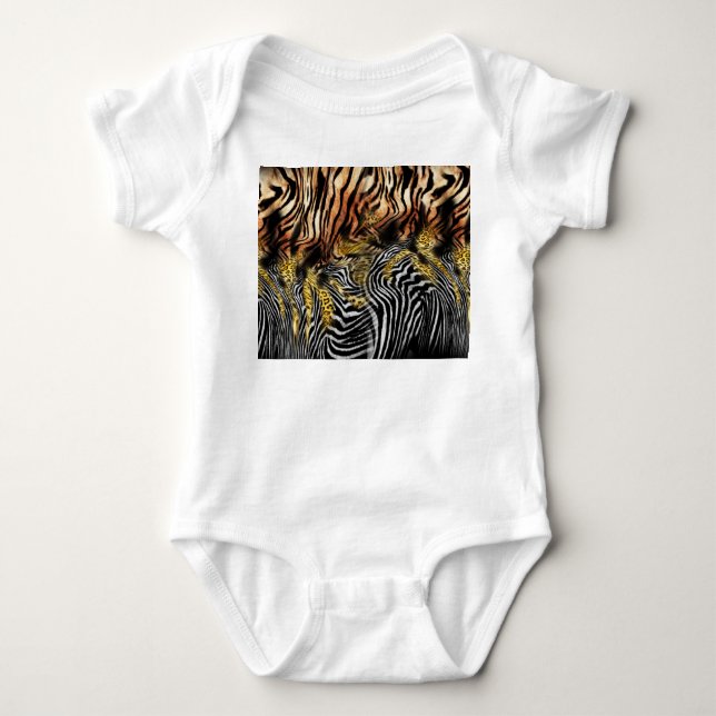 Zebra Leopard Skin Mixed Mönster T Shirt (Framsida)