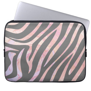 Zebra Light Grått and Rosa Print Laptop Sleeve