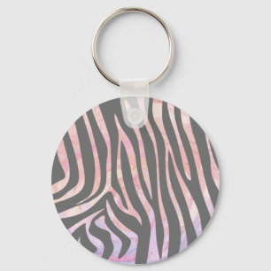 Zebra Light Grått and Rosa Print Nyckelring