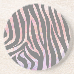 Zebra Light Grått and Rosa Print Underlägg