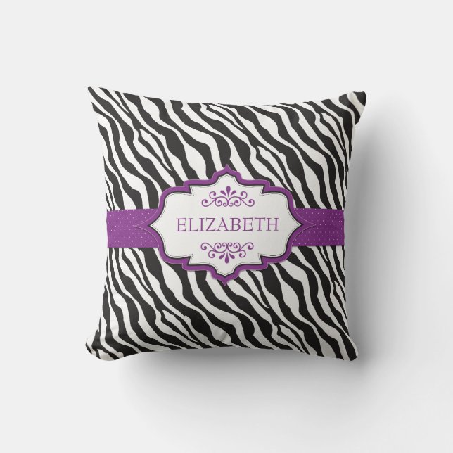 Zebra Lila Ribbon MoJo Pillow Kudde (Framsida)