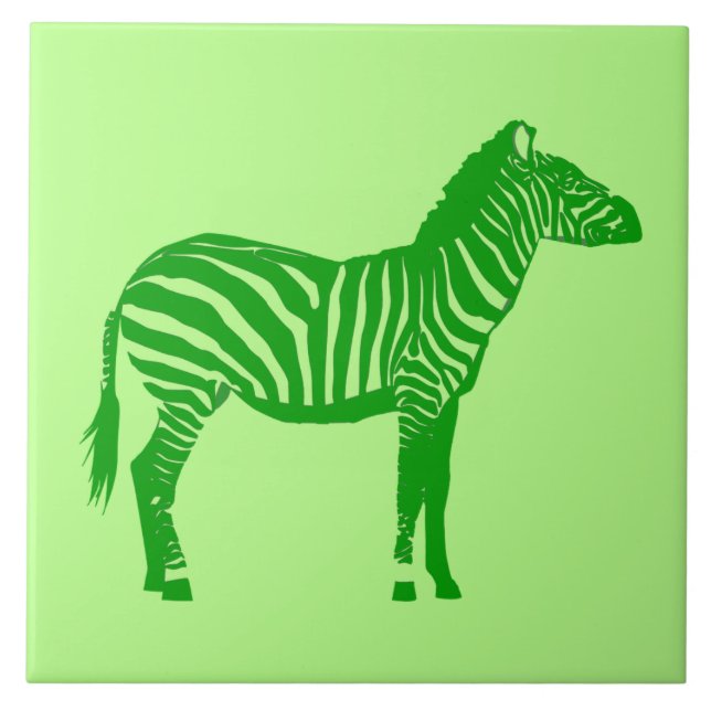 Zebra - Lime Green-skuggor Kakelplatta (Framsidan)