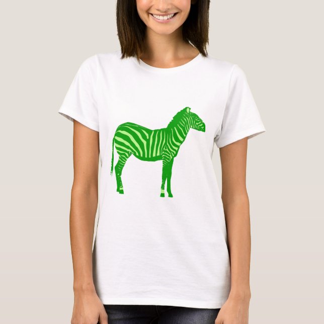 Zebra - Lime Green-skuggor Tee Shirt (Framsida)