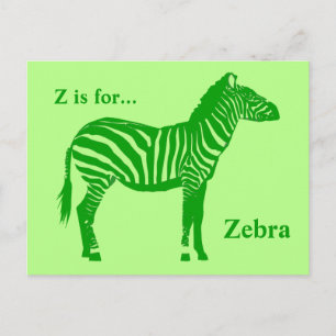 Zebra - Lime Green-skuggor Vykort