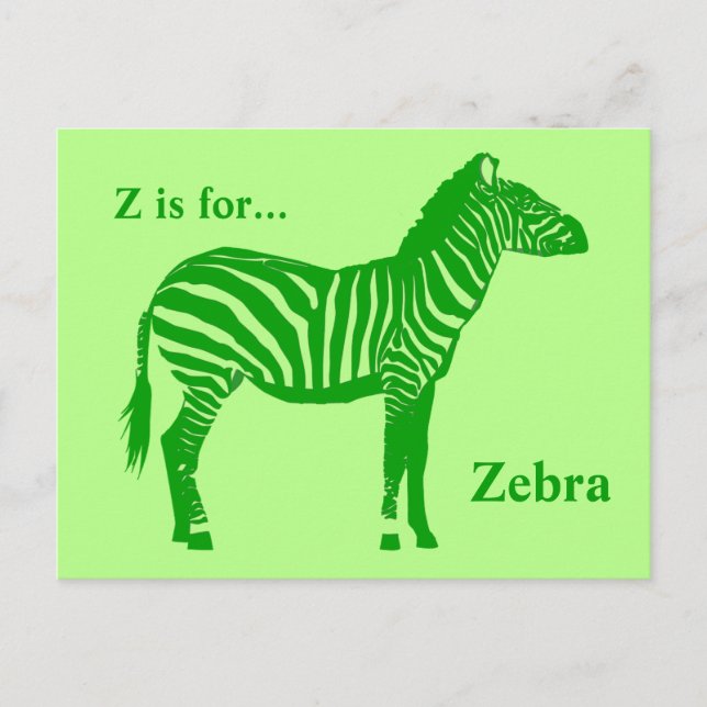 Zebra - Lime Green-skuggor Vykort (Framsida)