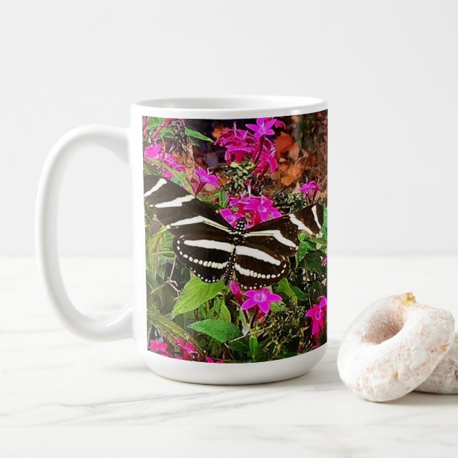 Zebra Longwing Butterfly Kaffemugg (Med munk)